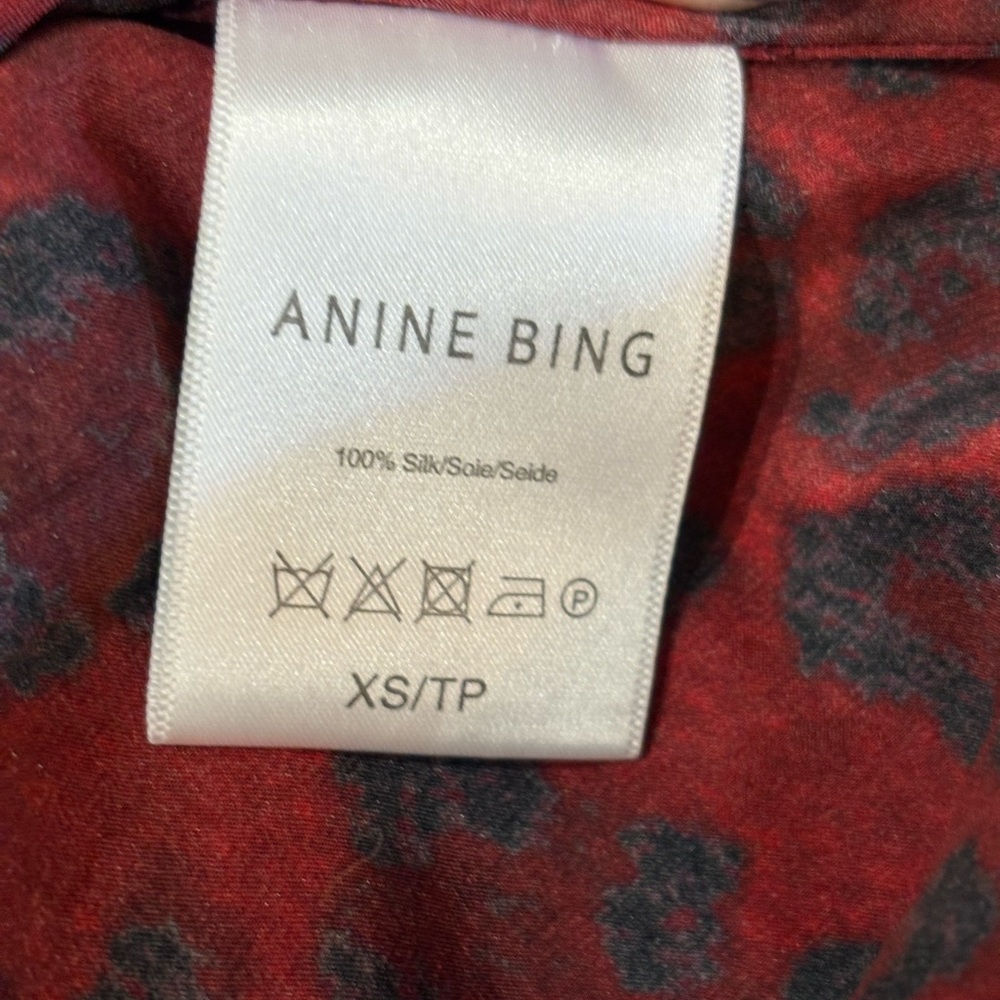 Anine Bing Red and Black Leopard Silk Midi Skirt Size XS - Picture 3 of 3